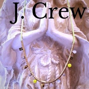 J. Crew Long Neon Green & Crystal Necklace